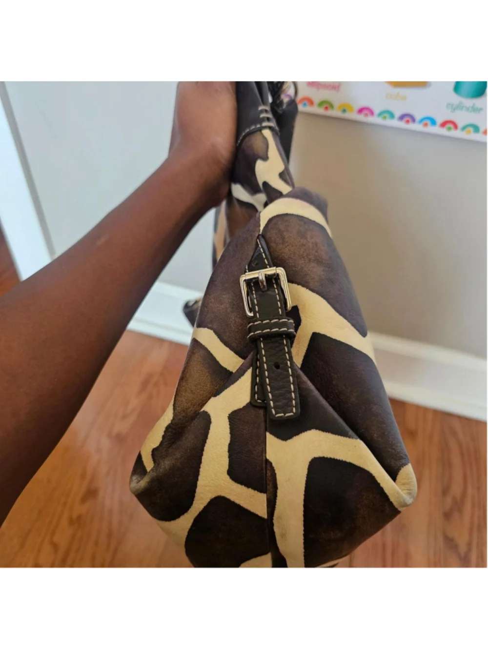 Dooney & Bourke Giraffe Print Leather Hobo Shoulder Bag & Matching Wallet Set